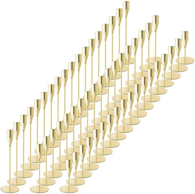 Taper Candle Holders,Tall Metal Candlestick Holders,Gold,Set of 54,Three Heights,Candle Stick Holder for Wedding Centerpiece Decoration,Dinning,Festival,Party or Home Decor