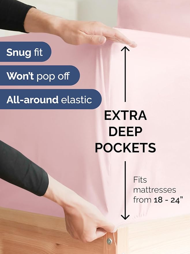 Extra Deep King Sheet Set - 6 Piece Breathable and Cooling Sheets - Hotel Luxury Bed Sheets Set - Easy Fit - Soft, Wrinkle Free and Comfy Sheets Set - Lavender Pink Sheet Set with Extra Deep Pockets