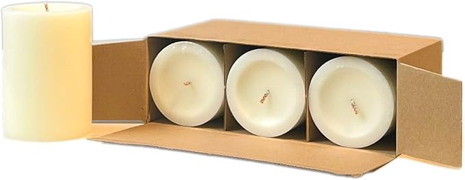 CW Studio 3 Pack 2.8x4 Inch Ivory Unscented Pillar Candles – Long 44 Hour Burn, Smokeless & Dripless – Premium Wax with Cotton Wick – Perfect for Weddings, Events, Home, Rustic & Elegant Décor