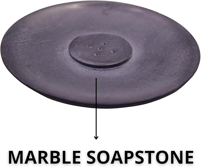 Handmade Natural Grey Marble Incense Stick Holder - Round Incense Burner With Multiple Holes For Incense Sticks. Decorative Ash Catcher For Home and Office Decor. (4 inch Diameter, Grey)