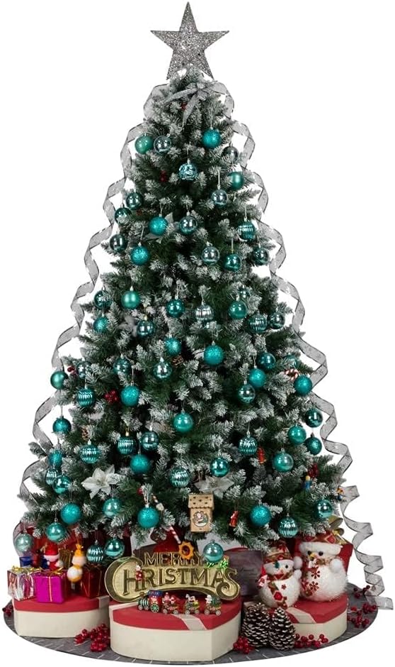 Small Size 28ct shatterproof Christmas Ball Ornaments in 4 Classic finishes for Christmas Tree Decoration (Turquoise Blue, 1.57“ Mini Size)