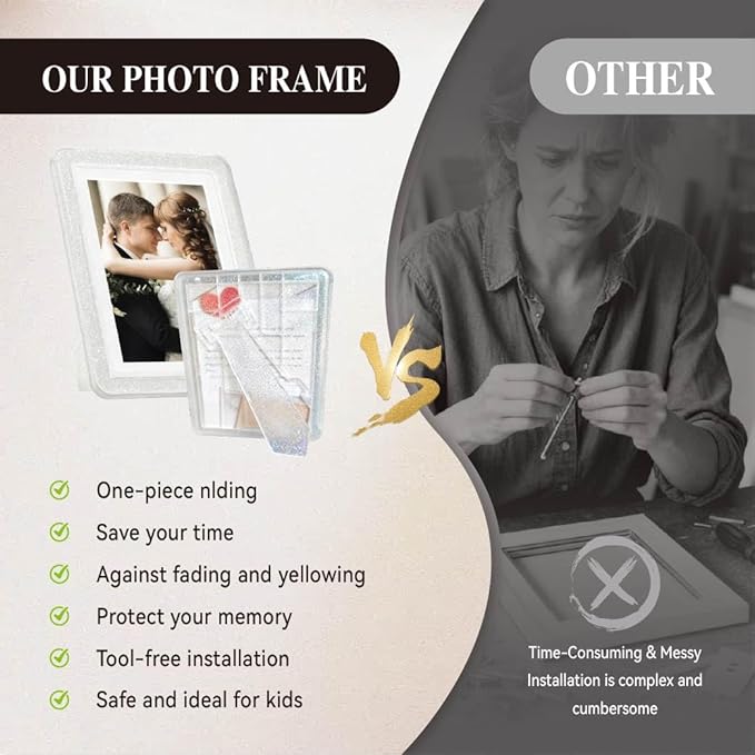 Crystal 5x7 Picture Frame with Acrylic Front 4 Pack, ABS Frame for 5x7 or 4x9 Photos, Shatterproof UV-Resistant Tabletop Photo Frame, Vertical/Horizontal Display for Home Décor