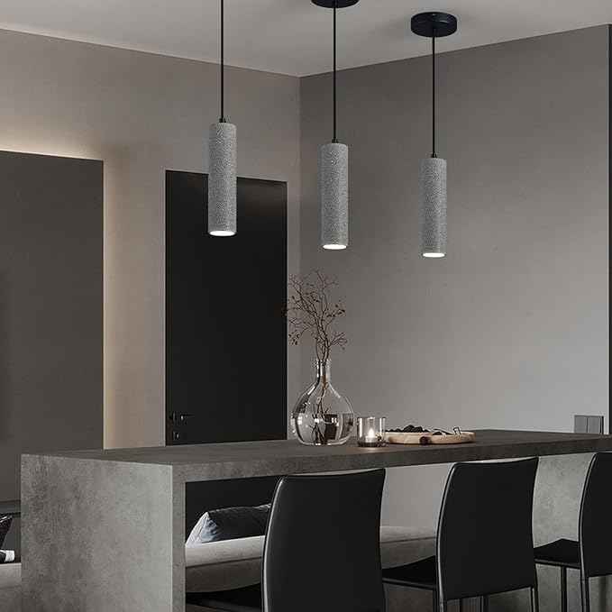 Modern Black LED Concrete Pendant Light Kitchen Islandceiling Light Fixture Pendant Lighting for Dining Room Coffee Club Resturant Bar Living Room(1-Pack)