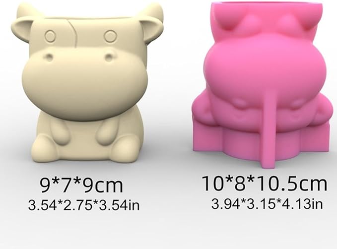 Cow Shape Concrete Flower Pot Silicone Mold Succulent Planter Vase Cement Clay Mold Plaster Epoxy Resin Pen Holder Mould