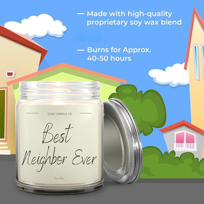 1OAK Neighbor Candle - Best Neighbor Gift for Christmas and Housewarming - Thank You Present for Women and Men