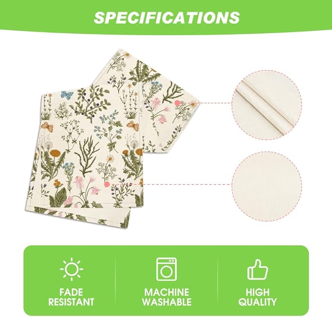 Artoid Mode Wildflowers Floral Spring Table Runner, Butterfly Seasonal Summer Kitchen Dining Table Decoration for Home Party Decor 13x48 Inch