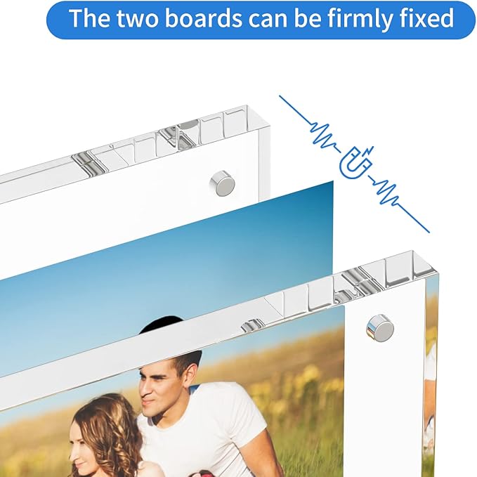 NIUBEE 4x6 Acrylic Picture Frame, Photo Frame 20% Thicker Block,Clear Frameless Acrylic Frames Double Sided,Magnetic frames for Desktop Display