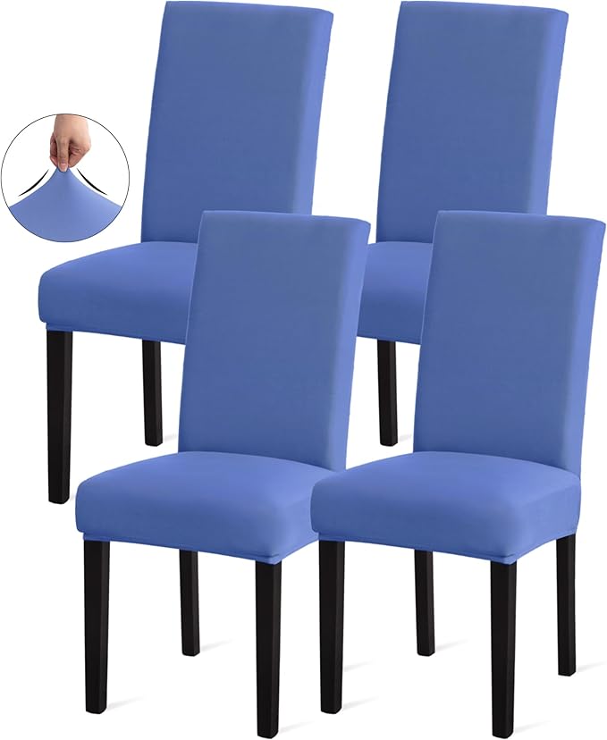 Sufdari Dining Chair Covers,Kitchen Chair Cover,Parsons Chair Slipcover,Spandex Chair Protectors for Dining Room Stretch Chairs Cover Set of 4 -Fog Blue