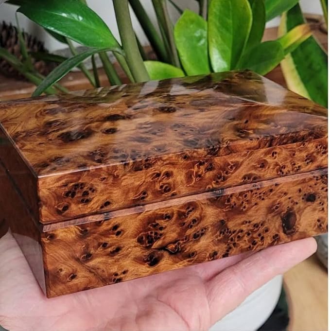 Hand Carved Wooden Multipurpose Keepsake Jewelry Decorative Art Box Storage Organizer (Large wood Box,Antique) (Small Thuya)