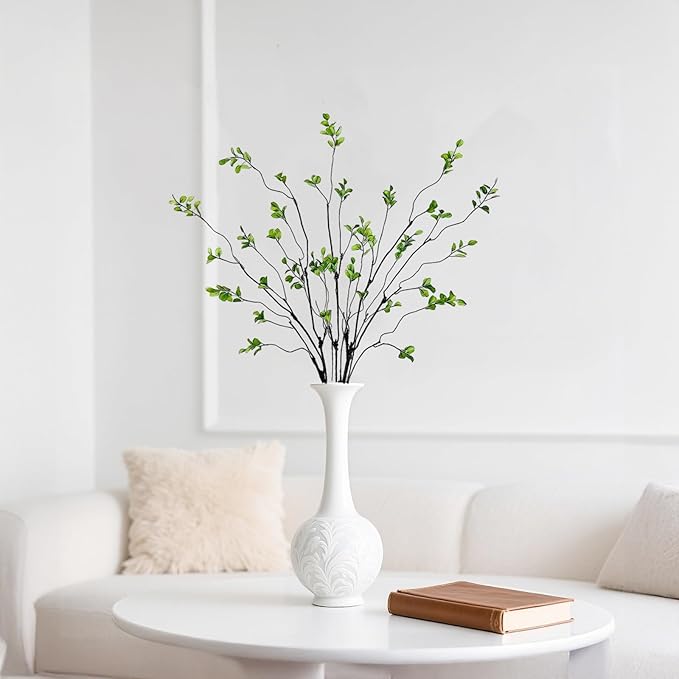 4 Pcs Artificial Ficus Branches Faux Eucalyptus Stems, 47.2 Inch Fake Greenery Stems Realistic Touch Faux Branches for Vase for Office Home Wedding Vase Filler Decoration