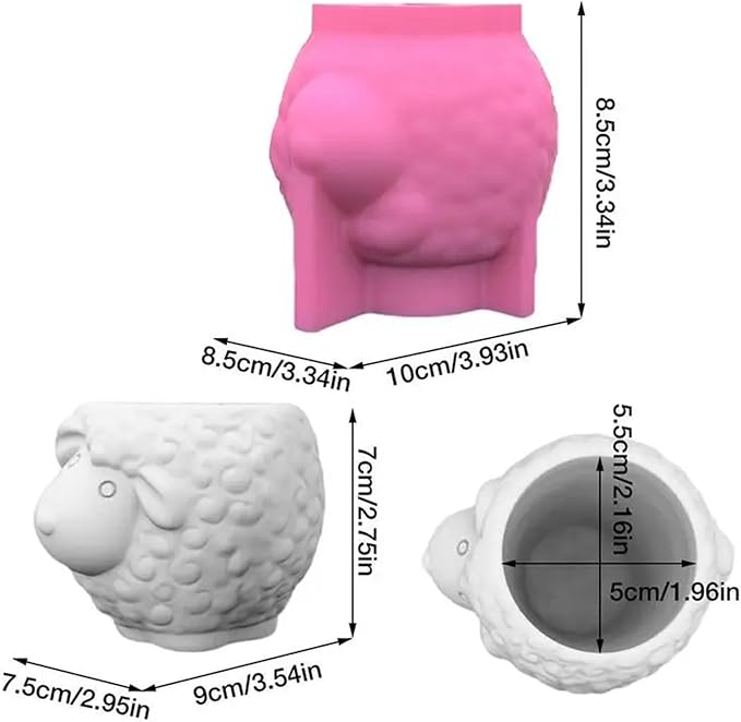 Sheep Shape Concrete Flower Pot Silicone Mold Animal Succulent Planter Pot Vase Mold Pen Holder Epoxy Resin Cement Clay Mould