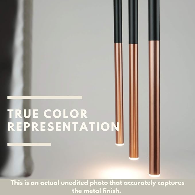 ALTAIR 3 Mini Pendant Lighting Black-Copper - LED Hanging Light Fixture for Kitchen Island, Bar, Foyer - Cluster Pendants - Dimmable, Adjustable Wire, Lamp Bulb Included