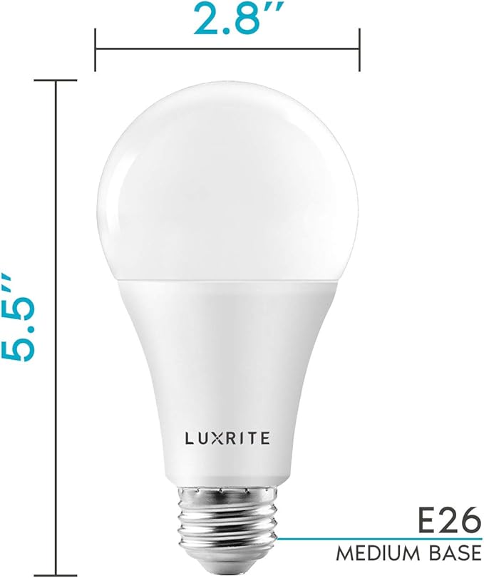 LUXRITE A21 LED Bulbs 150 Watt Equivalent, 2550 Lumens, 2700K Warm White, Dimmable Standard LED Bulb 22W, Energy Star, E26 Medium Base - Indoor and Outdoor (6 Pack)