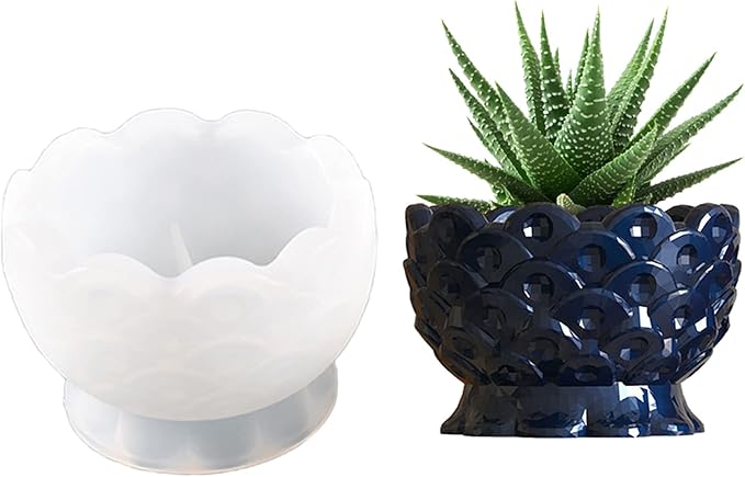 Silicone Flower Pots Molds, Silicone Planter Concrete Cement Clay Molds Resin Round Bowl Moulds Candle Soap Making Moulds