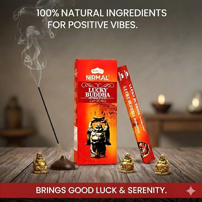 Shubhkart Hexa Lucky Buddha Incense Sticks, Pack of 6 (120 Sticks). Calming Blend for Attracting Good Fortune, Positive Energy, Peace & Meditation