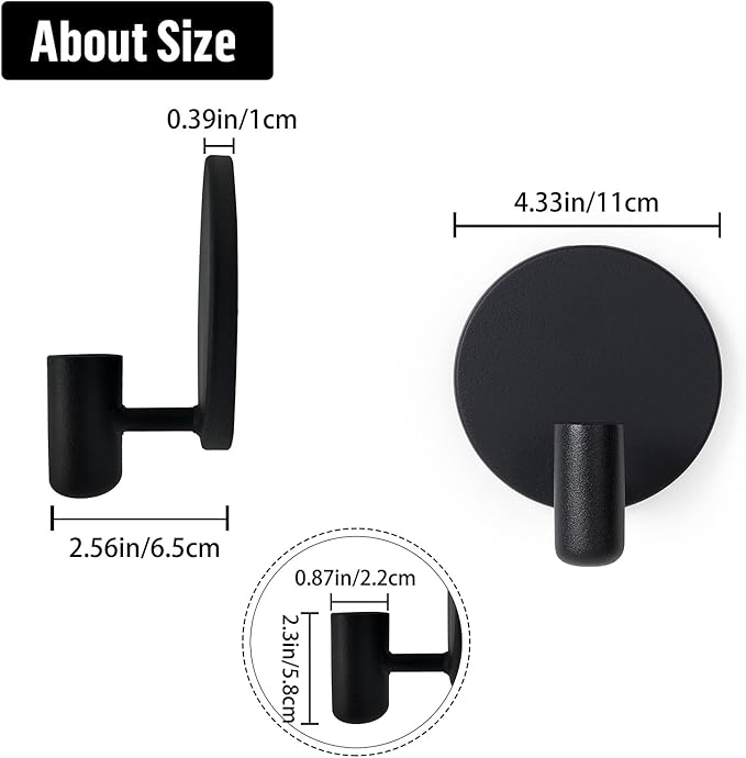 Matte Black Wall Sconce Candle Holders Set of 2 for Taper Candles, Minimalist Metal Wall Mounted Candlestick - 0.82 Inch Cup Diameter