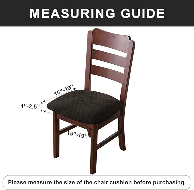 Genina Waterproof Seat Covers for Dining Room Chairs Covers Dining Chair Cover Kitchen Chair Covers (Black, 2 Pcs)