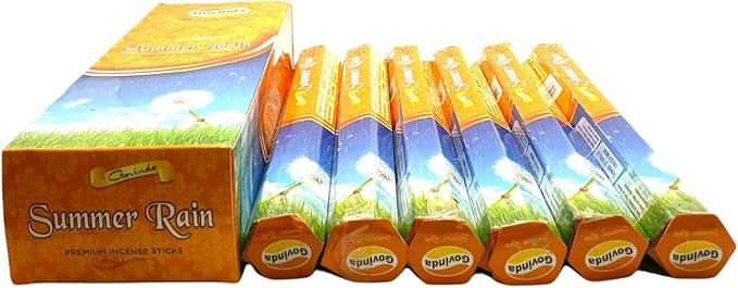 Govinda Premium Incense - 120 Sticks, Masala Coated (Summer Rain)