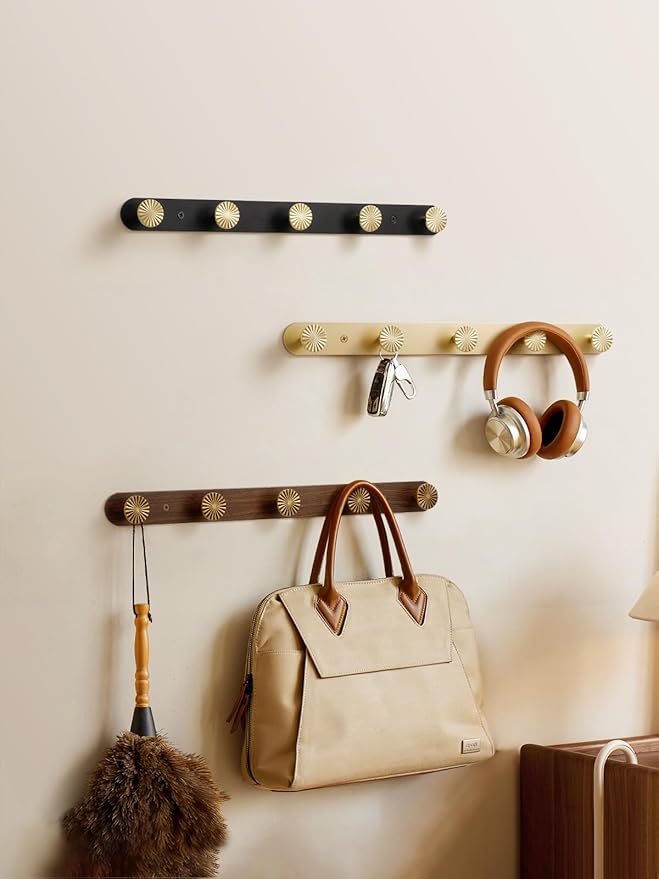 1 Pack Coat Rack Wall Mounted Antique Brass Wood Towel Hooks for Bathrooms Wall Hooks for Hanging Robe Coat Hooks Kitchen Decorative Heavy Duty Zinc Alloy