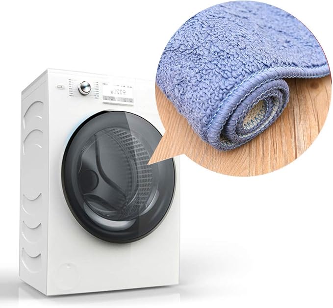COSY HOMEER 32X20 Inch Anti Fatigue Kitchen Rug Mats are Made of 100% Polypropylene Half Round Rug Cushion Specialized in Anti Slippery and Machine Washable (32x20in Blue 1pc) …
