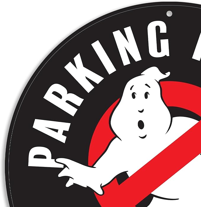 Ghostbusters Ecto-1 Parking Permit Metal Wall Decor - Fun Ghostbusters Parking Sign for Garage or Man Cave