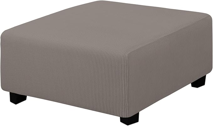 Easy-Going Stretch Square Ottoman Cover 40x40x15 inch Folding Storage Stool Furniture Protector Soft Rectangle slipcover with Elastic Bottom Taupe