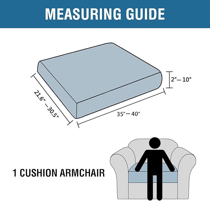 H.VERSAILTEX Super Stretch Individual Seat Cushion Covers Sofa Covers Couch Cushion Covers Slipcover Sets Thick Jacquard Textured Twill Fabric (1 Piece Chair Cushion Cover, Dove)