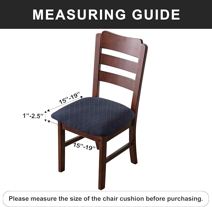 Genina Waterproof Seat Covers for Dining Room Chairs Covers Dining Chair Cover Kitchen Chair Covers (Navy Blue, 6 Pcs)