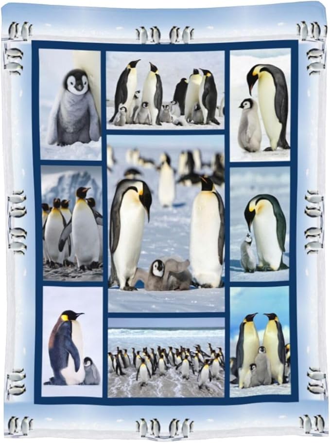 Penguin Blanket Penguins Animal Throw Blankets Plush Cozy Flannel Fleece Ultra Soft Fuzzy Party Blanket Gifts for Girls Women Men Boys Kids Bed 60"X50"