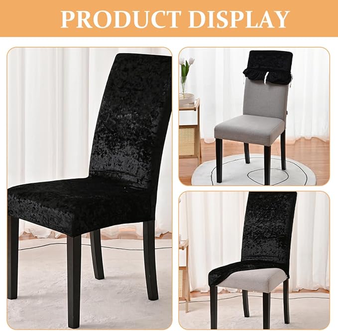 BESPORTBLE Elastic Stretch Dining Chair Slipcover Protector Wrinkle-Resistant Washable Seat Cover with Sewn-in Band Comfortable Slipcovers for Dining Chairs Easy Fit and Storage Black
