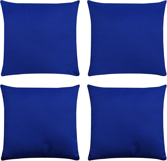 Covers & All Premium Square Throw Pillow Inserts with Covers Set of 4, 12 x 12 Inches Blue, Decorative Cushions for Couch Sofa Home Decor Office Travel UV Resistant Waterproof Soft Cushions Pillows
