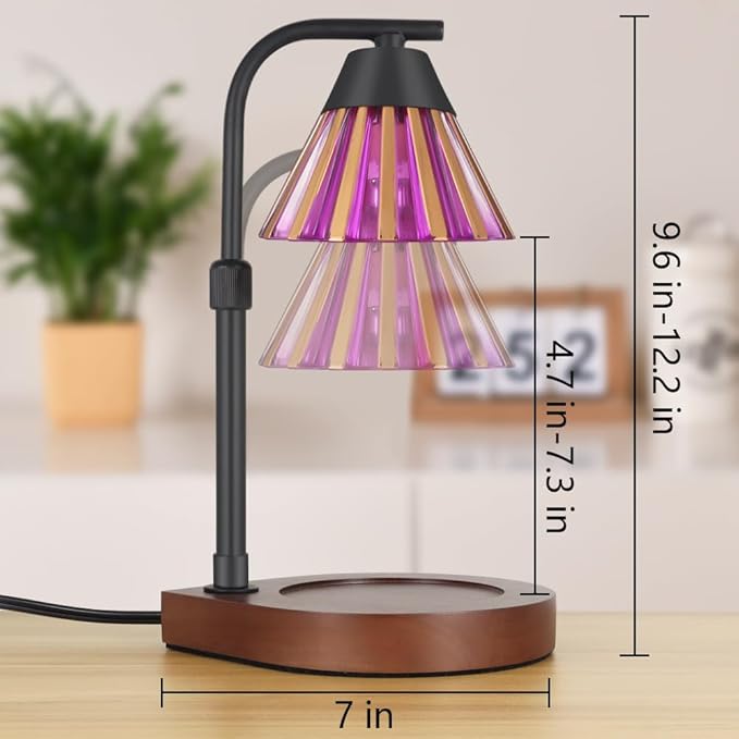 Dimmer Candle Warmer Lamp with Timer, Adjustable Height Farmhouse Electric Wax Melt for Jar Candles, Home Decor Thanksgiving Christmas Day Gifts for Grandma Mom Women (Gold Purple)