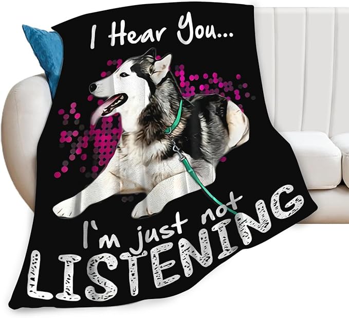 Tijuboni Husky Throw Blanket Dog Gifts for Girls Boys Women Men Kids Adults Soft Flannel Fleece Blanket for Couch Sofa Bed Home Decor 40"x50"