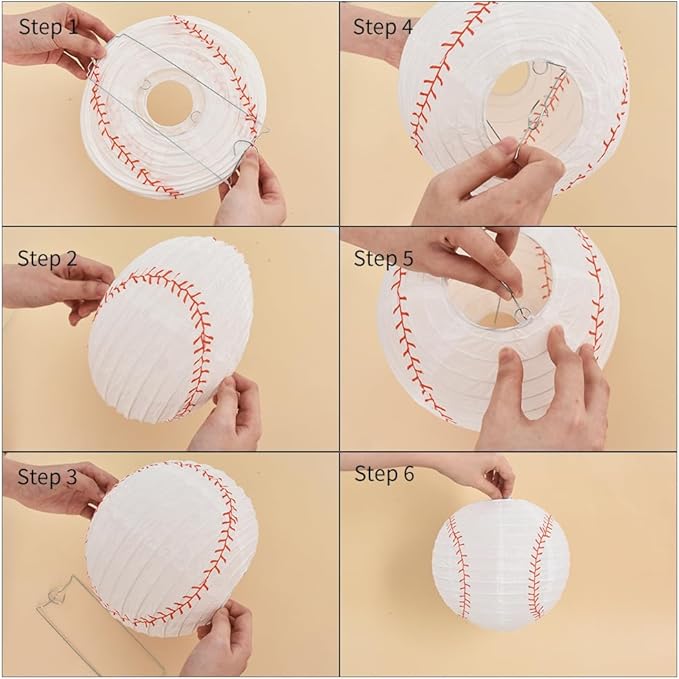 BEISHIDA 8-Inch Football Paper Lanterns Decorative Chinese/Japanese Hanging Round Paper Lanterns Lamp for sports party, Sport Themed Birthday Bar Football Game Party Decoration (12 Packs)