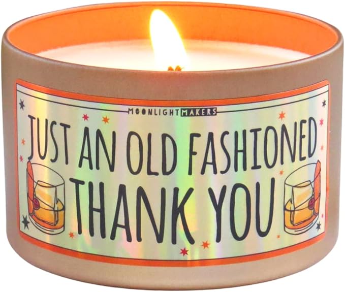 Moonlight Makers, Just An Old Fashioned Thank You, Vanilla Breeze Scented Handmade Candle, Natural Soy Wax Candle, 25+ Hour Burn Time, 8oz Tin