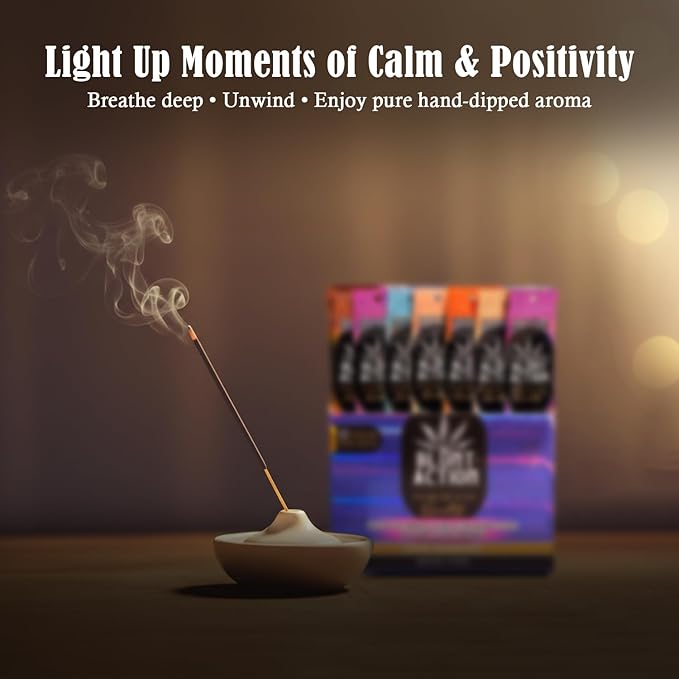 Tulasi Blunt Action Incense Sticks, 12 Packs, 144Pc, Long Lasting Fragrance, Natural Essential Oils Hand Rolled Incense Sticks for Aromatherapy, Relaxing, Yoga, Meditation, Prayer, Thanks Giving