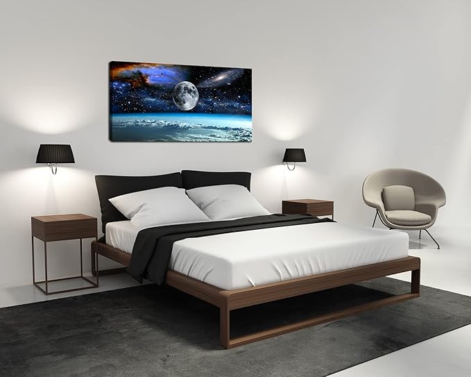XXM WallArt FC2575 Space View From Earth Canvas Wall Art Landscape Modern Decor Abstract Canvas for Living Room Bedroom Kitchen Home and Office Wall Decor