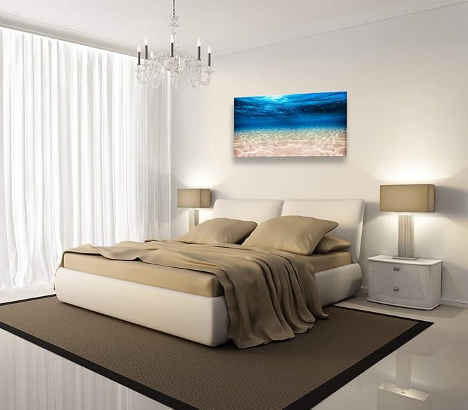 Cao Gen Decor Art-S05250 Print Artwork Blue Ocean Sea Wall Art Canvas Prints Picture Seaview Bottom View Beneath Surface Pictures Painting On Canvas Modern Seascape Home Office Decor Ready to hang