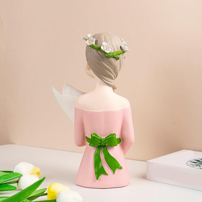 Modern Girl Figurine Flower Vases Plant Pots Resins Sculpture Flower Arrangement Container for Living Room Decoration