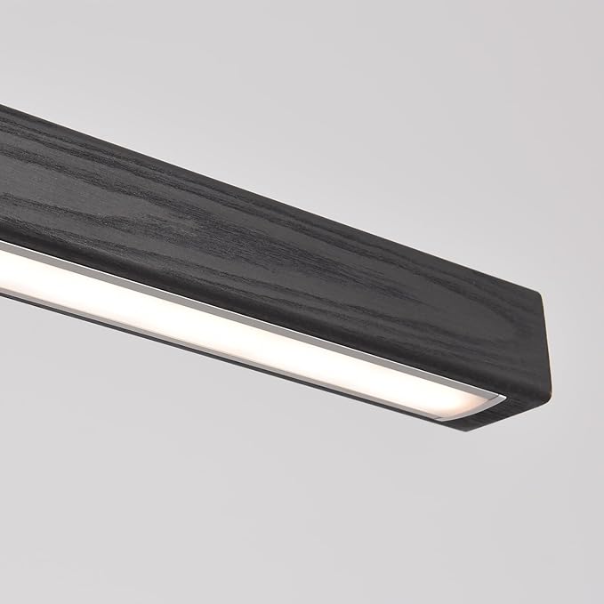 39" Black Linear Pendant Light Wooden Led Modern Linear Chandelier Ceiling Hanging Dimmable Pendant Lights for Dining Room Kitchen Island Pool Table Lights Black Wood Finish