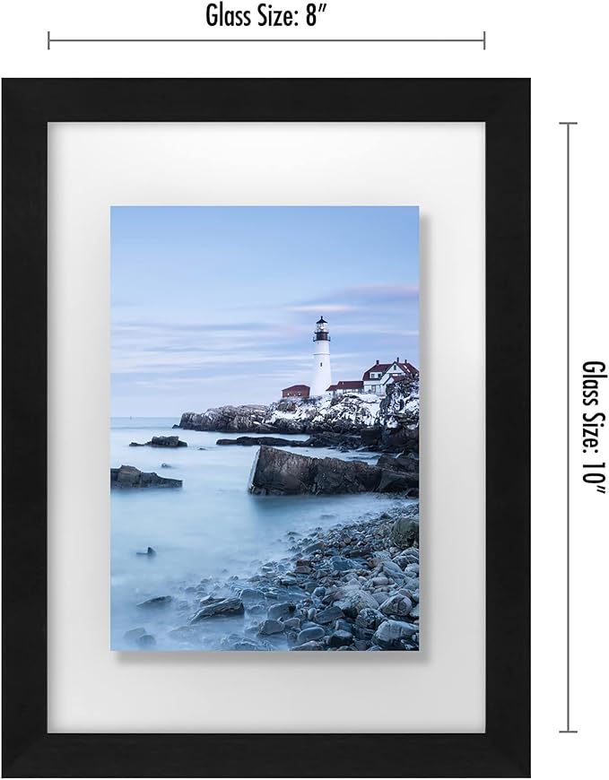 Americanflat 8x10 Floating Picture Frame with Polished Crystal-Clear Glass - Use as 5x7 Picture Frame or Display 4x6 Photo - Signature Float Collection - Photo Frames for Tabletop or Wall - Black