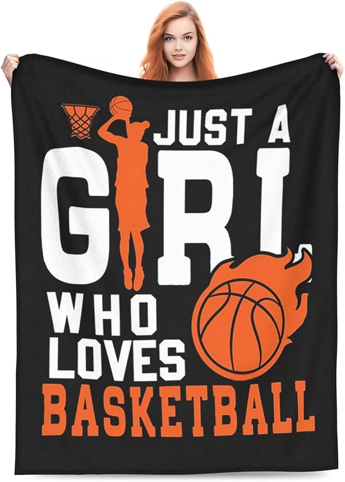 Basketball Throw Blanket Just A Girl Who Loves Basketball Decor Blanket Super Cozy Plush Lightweight Soft Plush Flannel Fleece Sports Blanket Gifts For Girls Boys Kids Women For Sofa Bed Couch 50"X60"