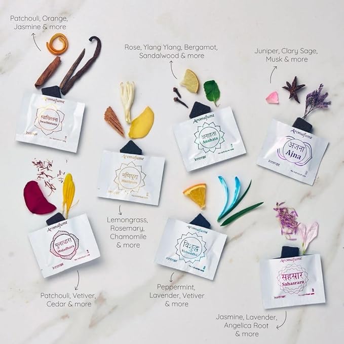 7 Chakra Incense Brick Gift Set by Aromafume | 14 Bricks & Tree of Life Exotic Burner | Smokeless Incense Set for Chakra Balance | Yoga & Meditation Gifts | Kit for Plexus, Root Chakra & More