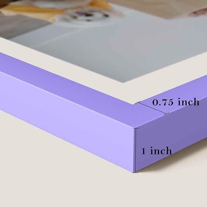 eletecpro 5x7 Purple Floating Picture Frames Set of 2, Real Double Glass Picture Frames for Wall Mount, Vertical or Horizontal Display Multi-Size Photos and Artworks up to 5 x 7 Inches, Home Decor