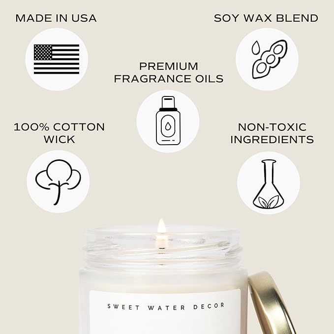 Sweet Water Decor Farmhouse Soy Candle - Apple, Orange, Pumpkin and Clove Scented Candles for Home - Fall Home Decor Autumn Fall Scented Candle - 40+ Hour Burn Time, Made in The USA