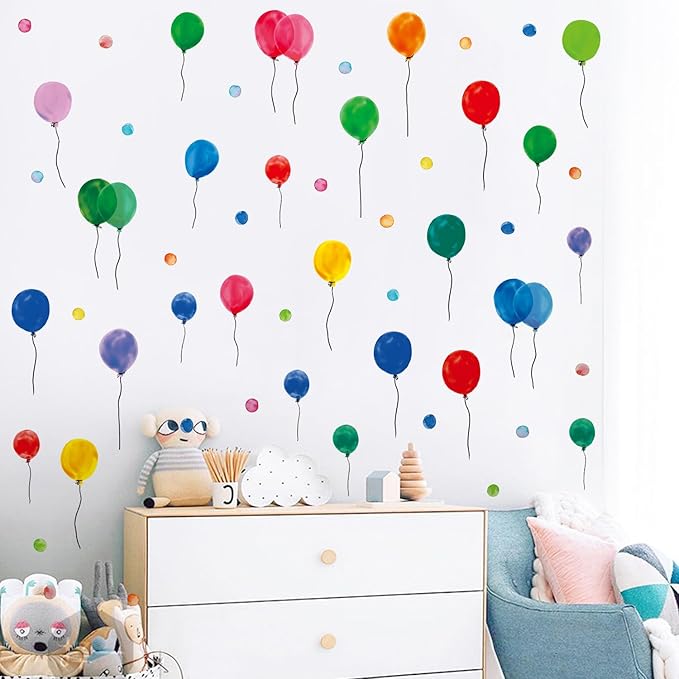 Top Polka Dot Wall Decals and Balloon Wall Decals Peel and Stick, Kids Room Decor for Nursery, Playroom, Bedroom, Removable Vinyl Wall Stickers for Girls and Boys Room
