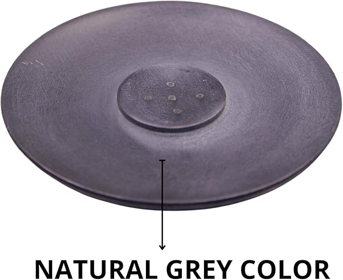 Handmade Natural Grey Marble Incense Stick Holder - Round Incense Burner With Multiple Holes For Incense Sticks. Decorative Ash Catcher For Home and Office Decor. (4 inch Diameter, Grey)