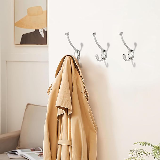 khtumeware The 5 Pack zinc Alloy Brushed-Satin-Nickel Coat Hook is Suitable for bathrooms, Behind Doors, bedrooms, corridors, and is a Towel Robe Silver Hooks for Both Household and Commercial use