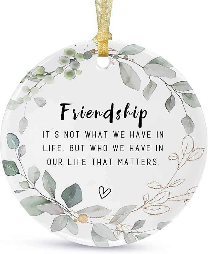 Best Friend Christmas Ornaments Gift 2025, Friendship Ornaments, Besties Forever Ornament, Friends New Year Ornaments, Ceramic Keepsake Double-Sided Printing with Gift Box,Greeting Card