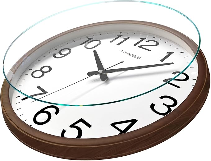 Wall Clock, Classic Wood Style Finish, 16 Inch Non-Ticking Silent Battery Operated Analog Clock, Ideal Retro Decor for Home, Bedroom, Living Room, Kitchen, Bathroom, Office(Wood Brown)